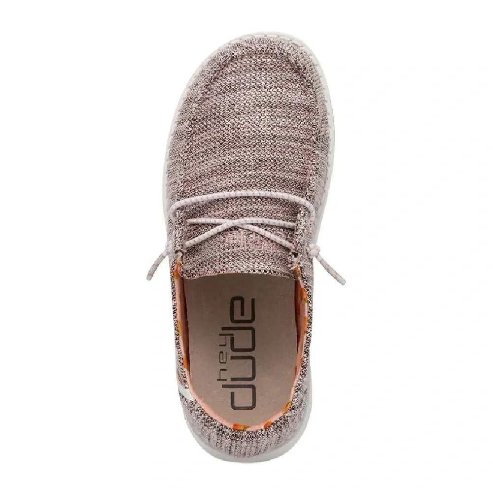 Hey Dude Girls/Youth White/Brown‎ WENDY STRETCH - PEACH BUD Slip-On Shoes